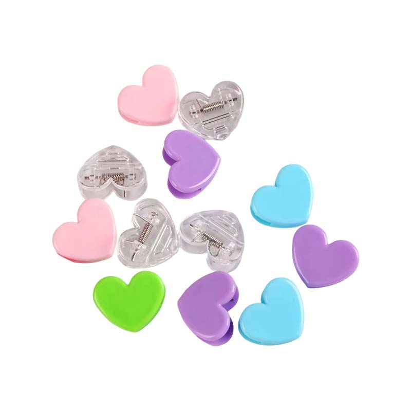 Clip acrylique transparent pour reliure en forme de cœur