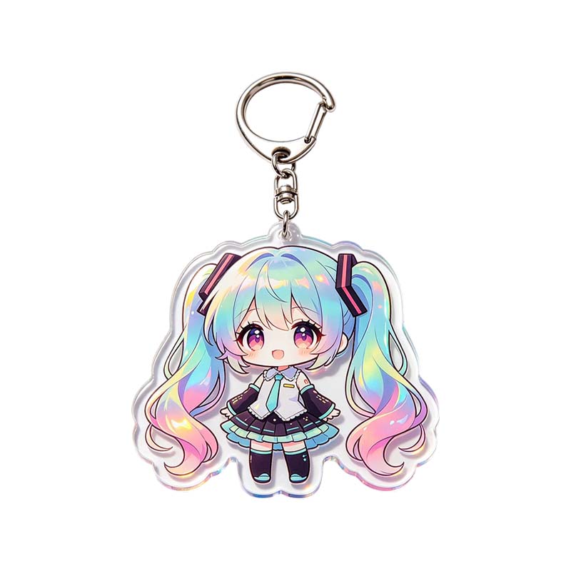 Porte-clés en acrylique transparent avec impression UV de dessin animé
