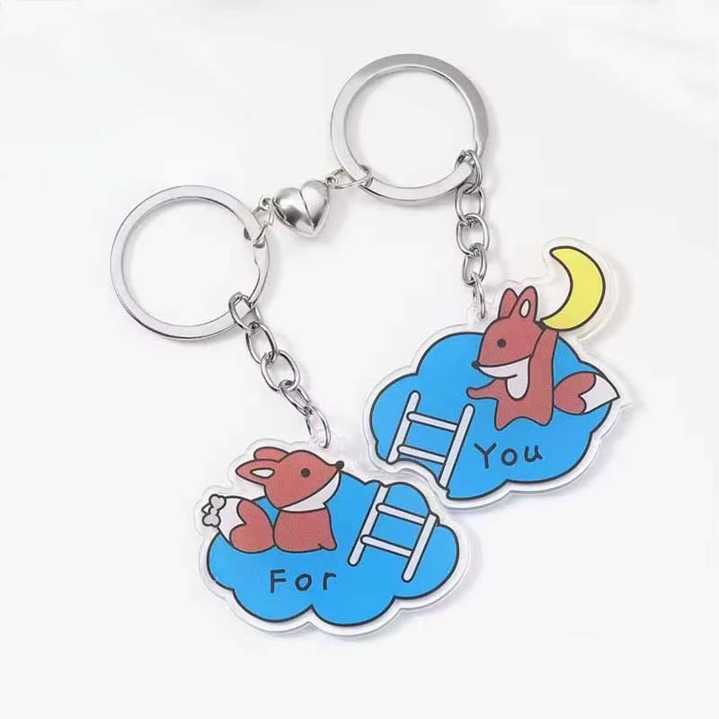 Aimant porte-clés acrylique époxy pour couple d'anime