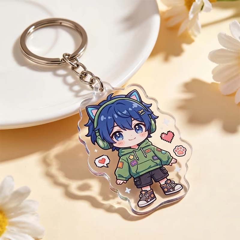 Porte-clés acrylique à impression UV pour dessin animé animé
