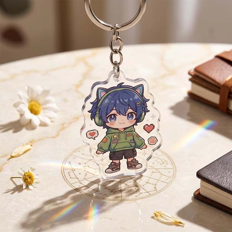 Porte-clés acrylique à impression UV pour dessin animé animé
