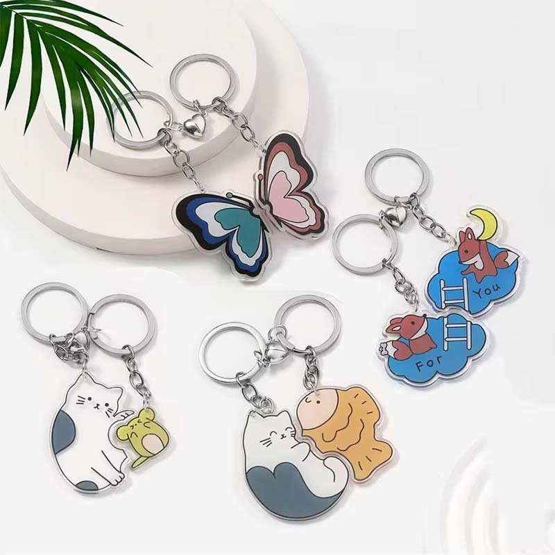 Aimant porte-clés acrylique époxy pour couple d'anime