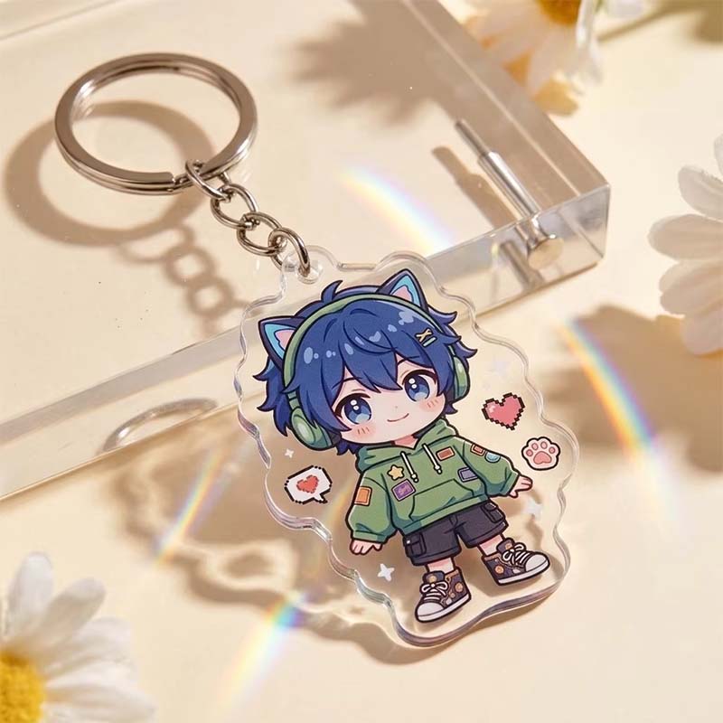 Porte-clés acrylique à impression UV pour dessin animé animé