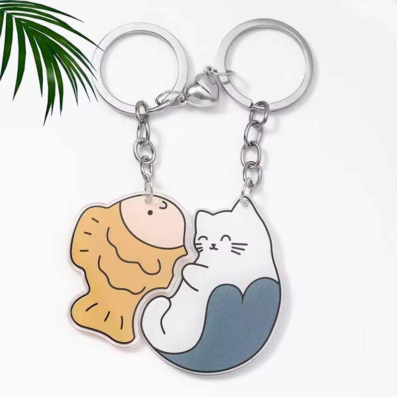 Aimant porte-clés acrylique époxy pour couple d'anime