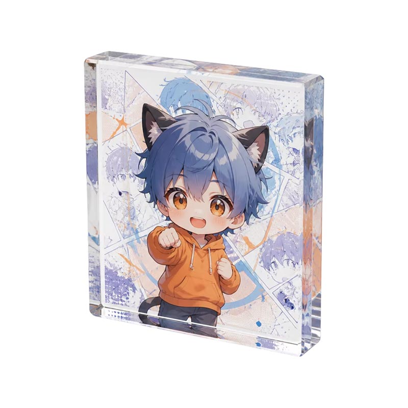 Figurine Chibi de collection en acrylique 3D avec briques d'anime