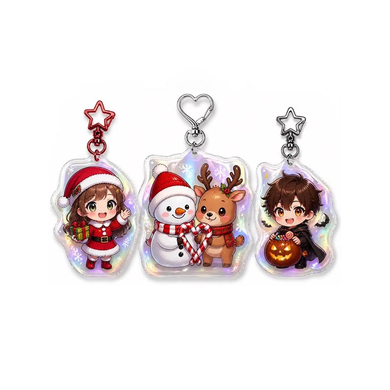 Porte-clés acrylique personnalisé Anime Porte-clés promotionnel en époxy holographique