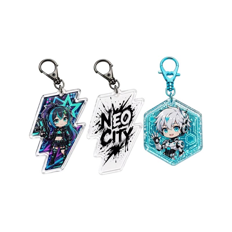 Porte-clés en acrylique personnalisé pour animaux, pendentif à breloques époxy à imprimé UV