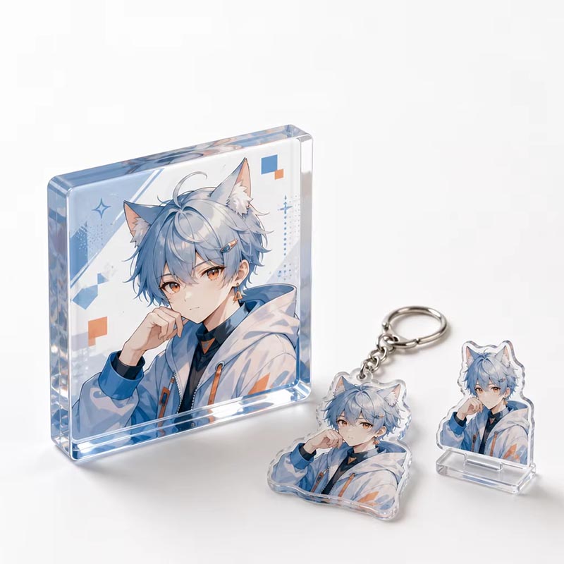 Figurine Chibi de collection en acrylique 3D avec briques d'anime