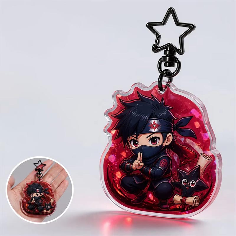 Porte-clés acrylique personnalisé Ninja Anime Pendentif époxy double face