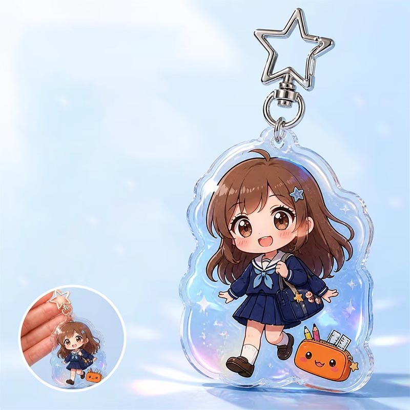 Porte-clés en acrylique Shaker personnalisé, breloque flottante en époxy à paillettes