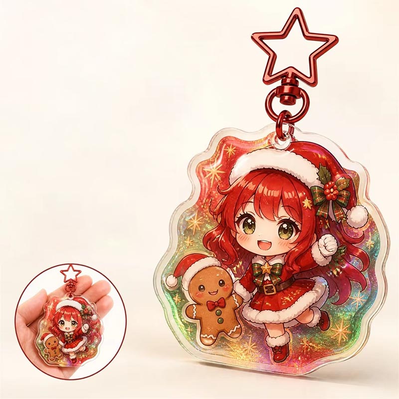 Porte-clés acrylique personnalisé Anime Porte-clés promotionnel en époxy holographique