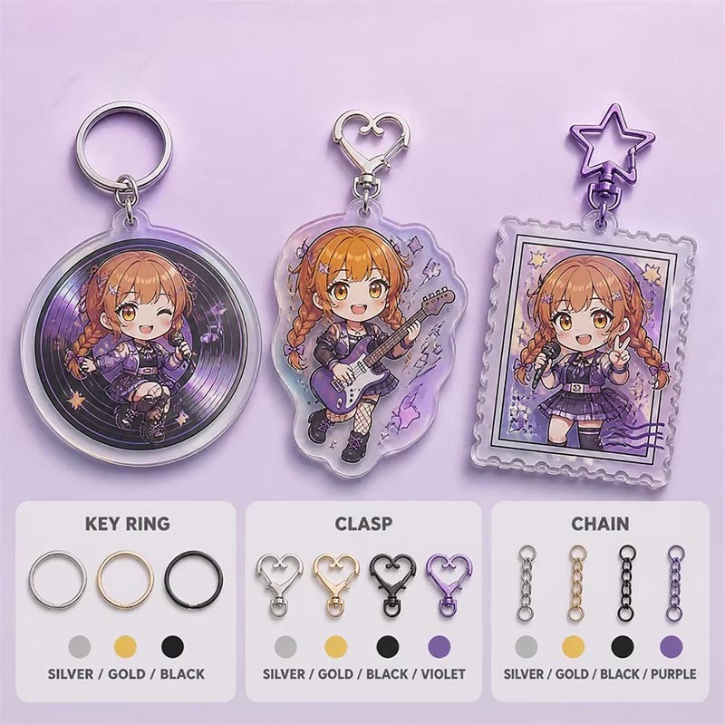 Porte-clés en acrylique holographique personnalisé Rainbow Shimmer Epoxy Charm