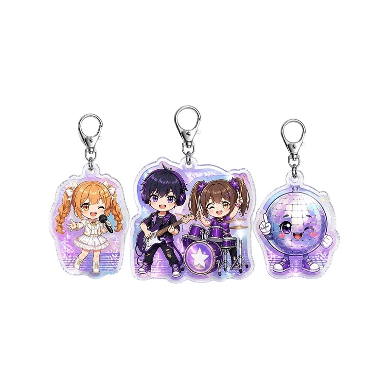 Porte-clés en acrylique holographique personnalisé Rainbow Shimmer Epoxy Charm