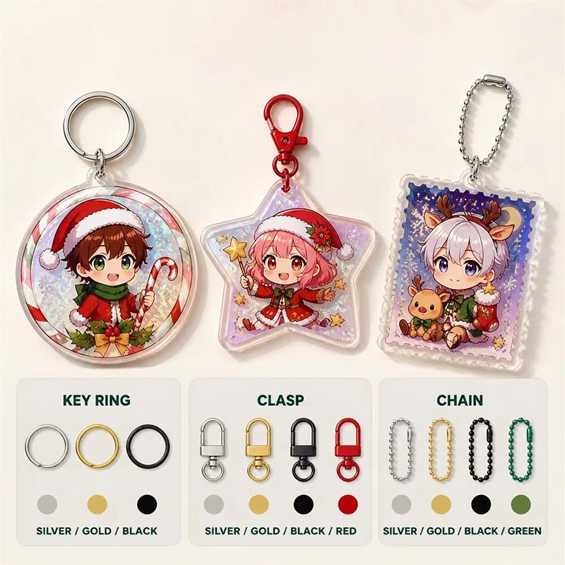 Porte-clés acrylique personnalisé Anime Porte-clés promotionnel en époxy holographique