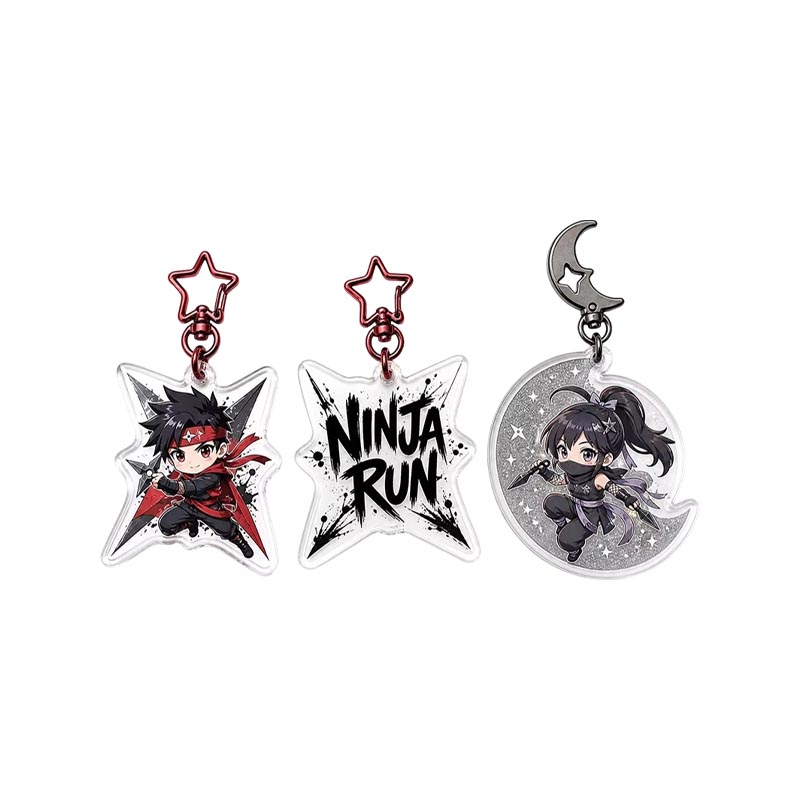 Porte-clés acrylique personnalisé Ninja Anime Pendentif époxy double face