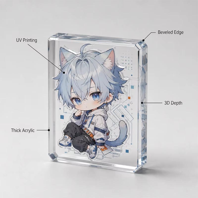 Figurine Chibi de collection en acrylique 3D avec briques d'anime