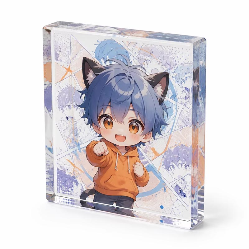 Figurine Chibi de collection en acrylique 3D avec briques d'anime