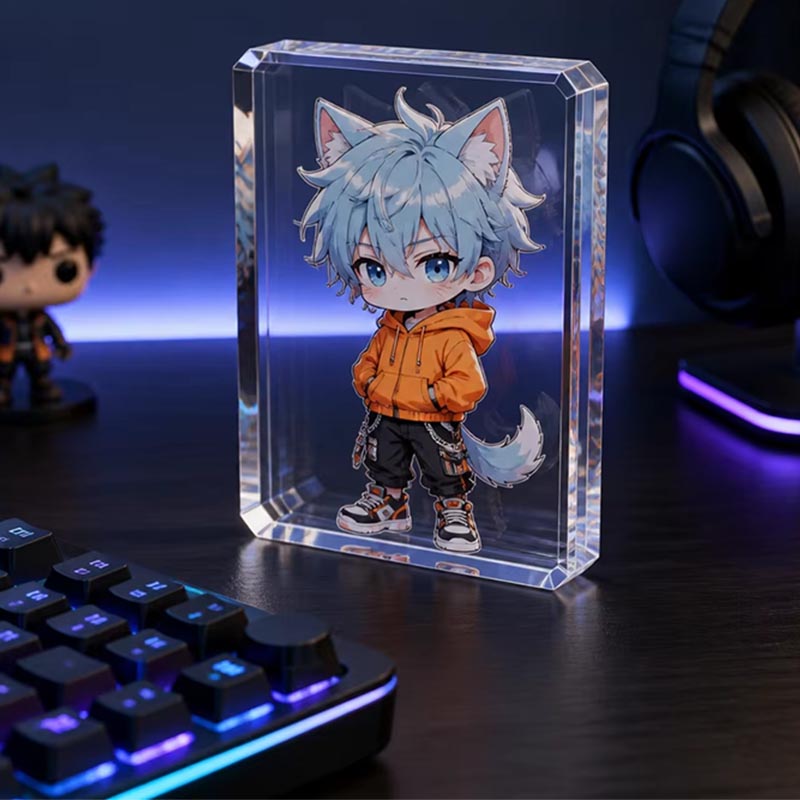 Figurine Chibi de collection en acrylique 3D avec briques d'anime